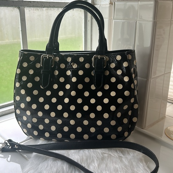 kate spade Handbags - Kate Spade Carlisle Street Sylvie Purse, black & white Polka Dot Patent Leather